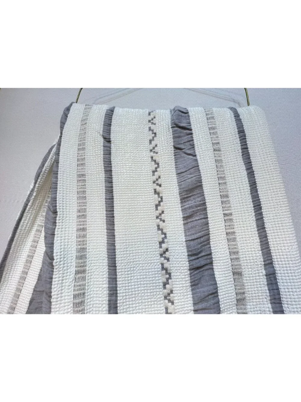 Bedsure Stripe White GentleSoft Cotton Boho Waffle Weave Duvet Cover Zipper
